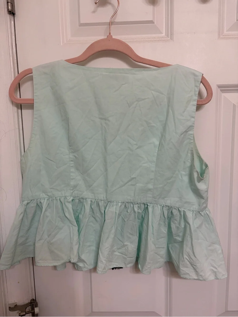 Zara Mint Green Sleeveless Zip-Peplum Top